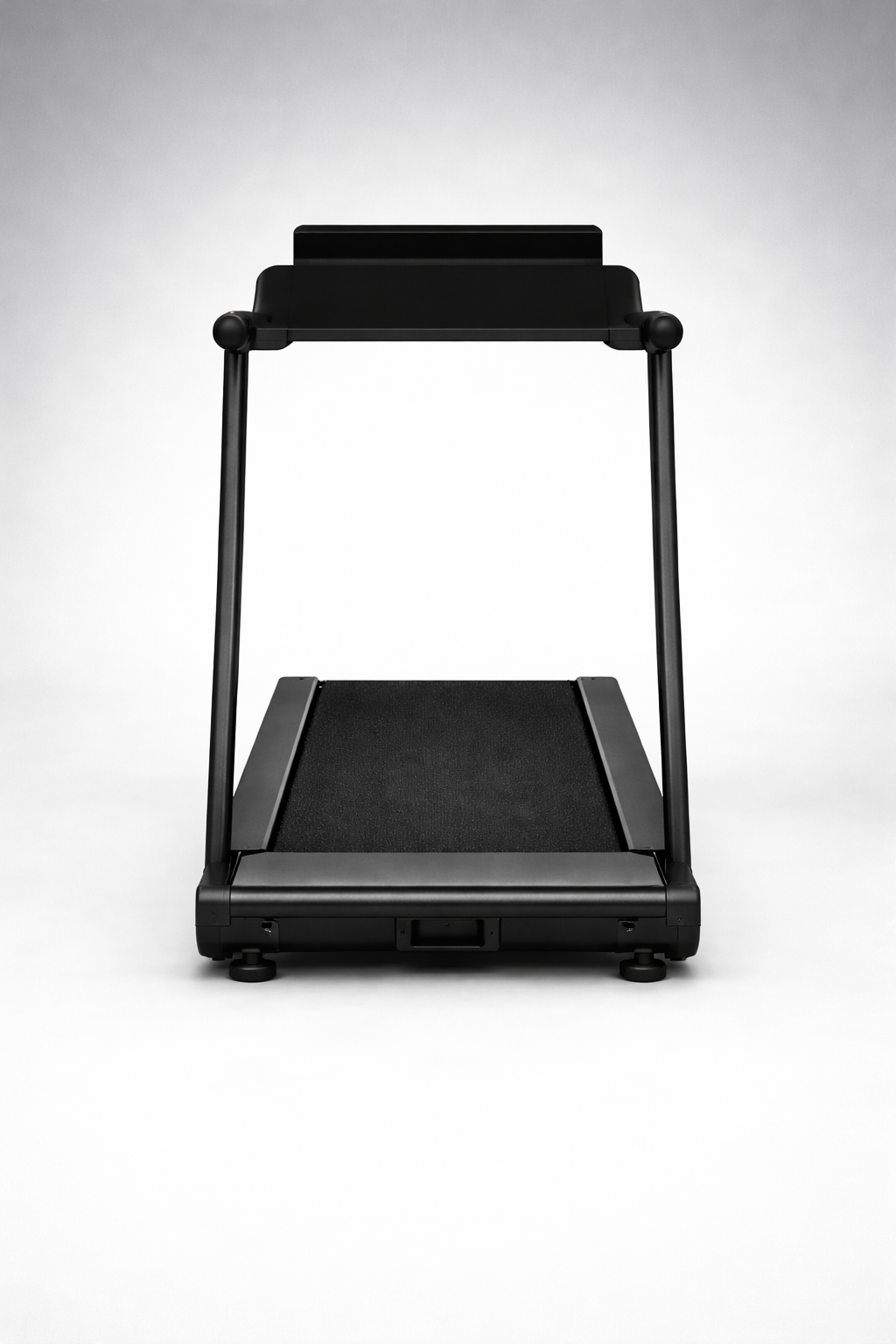 Black treadmill on a white background
